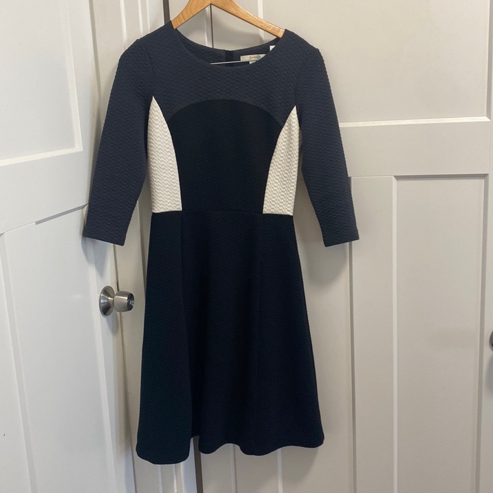 Boden black and white quilted dress